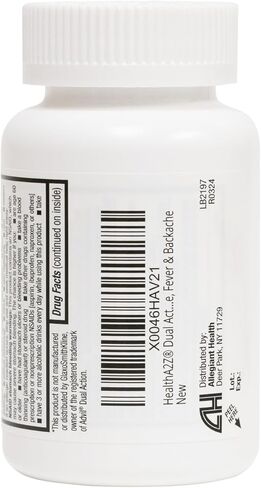 HealthA2Z® Dual Action Pain Relief | 80 Caplets | Acetaminophen 250mg & Ibuprofen (NSAID) 125mg | Contains Two Medicines | Relief from Headache, Fever & Backache in Kuwait