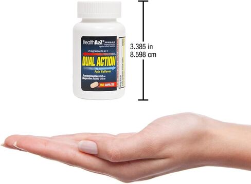 HealthA2Z® Dual Action Pain Relief | 80 Caplets | Acetaminophen 250mg & Ibuprofen (NSAID) 125mg | Contains Two Medicines | Relief from Headache, Fever & Backache in Kuwait