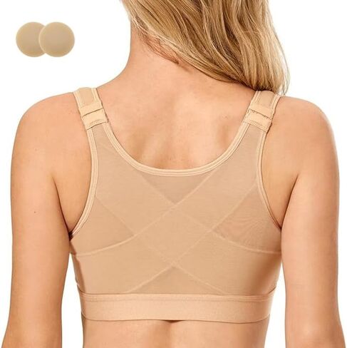 Front Closure Bras for Women with Nipple Cover Full Coverage Post Surgery Bra Back Support Wireless Minimizer Bra in Saudi Arabia