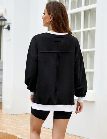 BMJL Women's Oversized Sweatshirts Casual Crewneck Pullover Hoodies Color Block Reverse Seam Y2K Fall Shirts in Kuwait