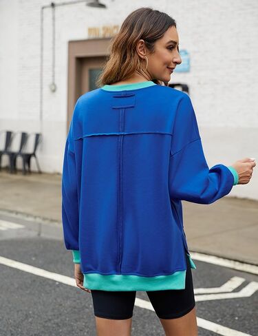 BMJL Women's Oversized Sweatshirts Casual Crewneck Pullover Hoodies Color Block Reverse Seam Y2K Fall Shirts in Kuwait