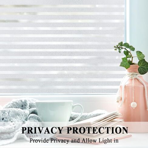 Privacy Window Film No Glue Window Cling Static Cling Glass Door Film Strips Frosted Sliding Window Covering Stickers Tints for Home Office,17.5 inches by 78.7 inches in Kuwait
