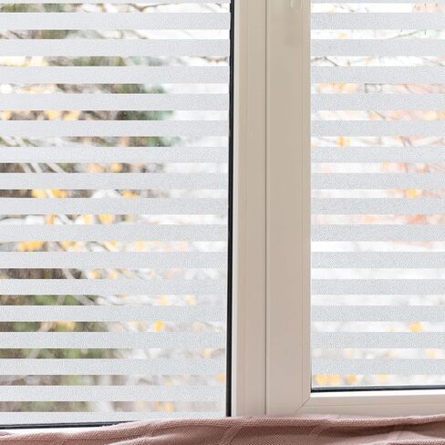 Privacy Window Film No Glue Window Cling Static Cling Glass Door Film Strips Frosted Sliding Window Covering Stickers Tints for Home Office,17.5 inches by 78.7 inches in Kuwait