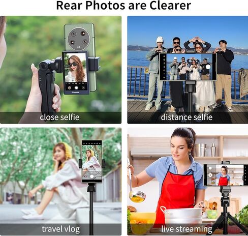 شاشة مراقبة سيلفي للهاتف من King Ma 4K، شاشة سلكية صغيرة لكاميرا iPhone الخلفية مع مشبك هاتف مغناطيسي وجهاز تحكم عن بعد بلوتوث لVlog Live Stream TikTok (لا يدعم تسجيل 4K بمعدل 60 إطارًا في الثانية) in Kuwait