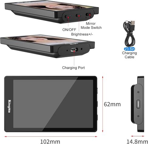 شاشة مراقبة سيلفي للهاتف من King Ma 4K، شاشة سلكية صغيرة لكاميرا iPhone الخلفية مع مشبك هاتف مغناطيسي وجهاز تحكم عن بعد بلوتوث لVlog Live Stream TikTok (لا يدعم تسجيل 4K بمعدل 60 إطارًا في الثانية) in Kuwait