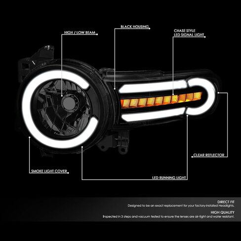 DNA MOTORING HL-LB-FJC07-BK-CL1 Black Headlights With LED DRL+Sequential Turn Signal Compatible with 07-14 FJ Cruiser in Saudi Arabia