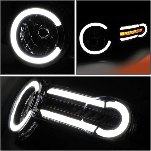 DNA MOTORING HL-LB-FJC07-BK-CL1 Black Headlights With LED DRL+Sequential Turn Signal Compatible with 07-14 FJ Cruiser in Saudi Arabia