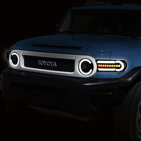 DNA MOTORING HL-LB-FJC07-BK-CL1 Black Headlights With LED DRL+Sequential Turn Signal Compatible with 07-14 FJ Cruiser in Saudi Arabia