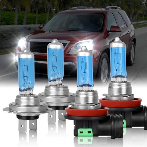 Headlight Bulbs Compatible With 2007-2012 Gmc Acadia Headlight Bulbs, H7 High Beam+H11 Low Beam Halogen Light Bulb Combo, Super Bright 5000K White, Pack of 4 in Saudi Arabia