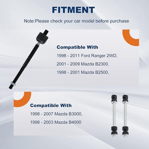 10PCS Front Upper Control Arm Suspension Kits K80052 K80054 Compatible with 98-11 Ford Ranger, 01-09 Mazda B2300, 98-01 Mazda B2500, 98-07 B3000, 98-03 B4000 in Kuwait