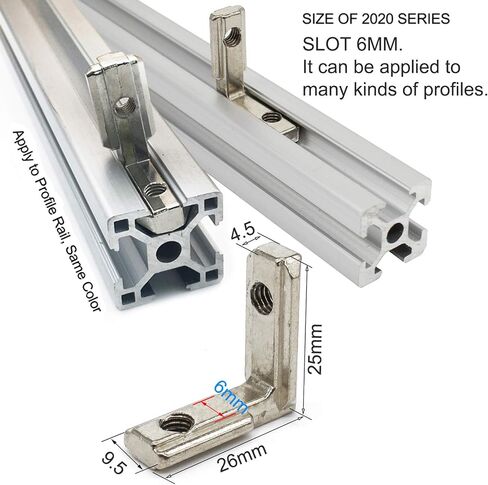2020 Series Aluminum Extrusion Profile Connectors with 20pcs 2040 Extruded Aluminum Corner Brackets Piece 80pcs Drop in Nuts and Screws for 20 Series Extrusion Rail in Saudi Arabia
