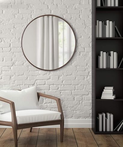 مرآة حائط بإطار دائري من كيت آند لوريل كاسكيل جلام، قطر 76.2 سم، برونزية، مرآة دائرية حديثة لديكور الحائط in Kuwait