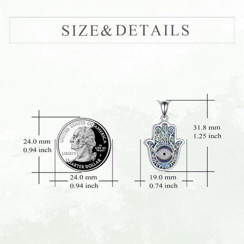 YFN Evil Eye Necklace Evil Eye Hamsa Hand of Fatima Necklace 925 Sterling Silver White Blue CZ Third Eye Necklace Hamsa Hand Jewelry Gifts for Women Men 20" in Kuwait