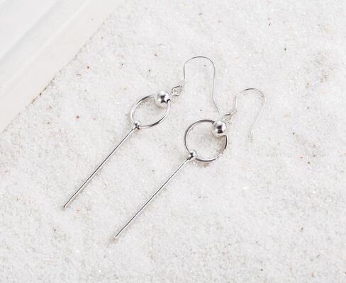 925 حبة من الفضة الاسترليني مع أقراط متدلية على شكل شريط طويل in Kuwait