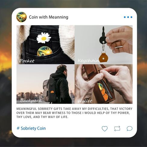 Gold Recovery Sunlight Sobriety Coin - Reborn from Dark NA AA Coins - Serenity Prayer AA Chips and Medallions - NA HA AA Living Clean Narcotics Alcoholics Anonymous Gifts for Men Women in Saudi Arabia