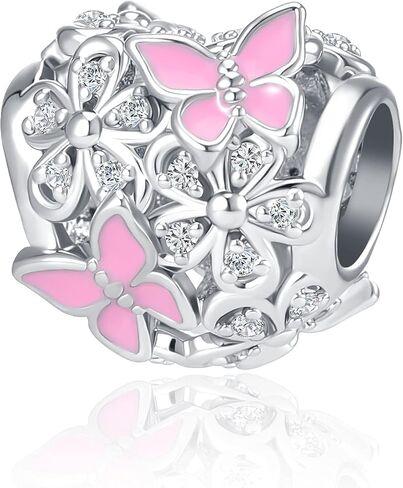 Butterfly Daisy Flower Heart Charm Clear CZ Bead for European Bracelet in Saudi Arabia