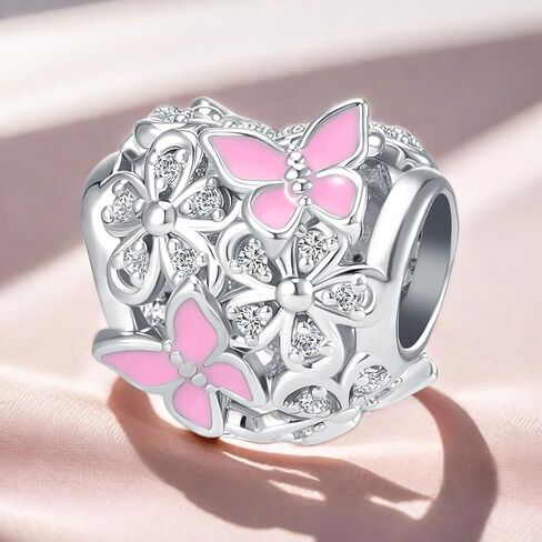 Butterfly Daisy Flower Heart Charm Clear CZ Bead for European Bracelet in Saudi Arabia