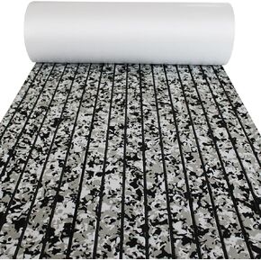 LUBEMIDA EVA Foam Boat Flooring Sheet Marine Faux Teak Decking Carpet for Yacht Floor,94.5"x35.4" Adhesive and Bevelled Edge (Charcoal Gray +Black)