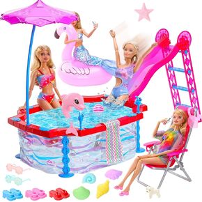 21 pcs Doll Clothes and Accessories Including 10 pcs Clothes - Wedding Gowns, Fashion Dresses, Tops Pants, Swimsuits, Beanies and 10 Shoes for 11.5 inch Girl Doll