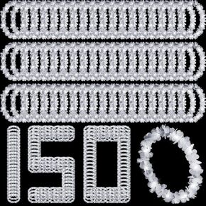 Sherr White LED Hawaiian Leis Bulk Light up Flower Leis Necklace Flower with LED Lights Leis Flowers for Masquerade Luau Beach Wedding Tropical Themed Carnival Graduation Party Supplies