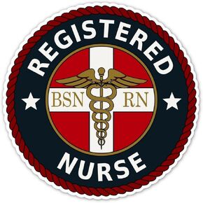 BSN NP Registered Nurse RN Caduceus Emblem Seal Vinyl Decal Bumper Sticker 5" X 5" ( inches )