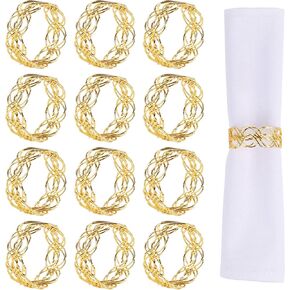 Gold Metal Bamboo Napkin Rings Set of 12-Inspired Gold Napkin Rings - Enhance Your Table Decor for Weddings, Family Dinners, Parties, Christmas, Thanksgiving, and Birthdays