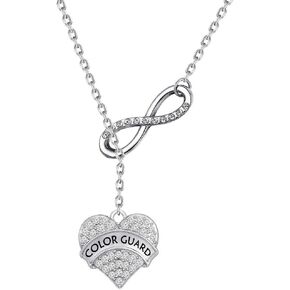 Color Guard Gift Color Guard Jewelry Flag Girl Gift Color Guard Heart Charm Earrings and Necklace for Women, Teens and Girls