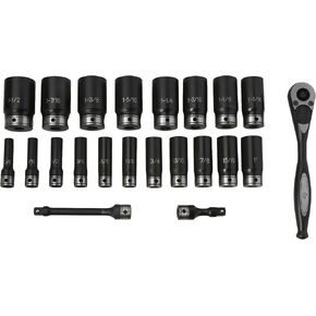 Grey Pneumatic 82622D 1/2" Drive 22pc Deep Length Fractional Duo-Socket Set - 6 P