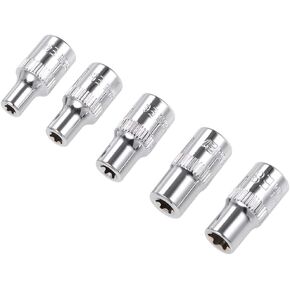 uxcell 1/4-Inch Drive External Torx Shallow Socket Set E4 E5 E6 E7 E8 Cr-V Steel 5 Pcs