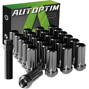 M14x1.5 Spline Lug Nuts - Replacement for 1999-2022 Chevy Silverado 1500, 2012-2022 Suburban, 1999-2020 GMC Sierra 1500 Aftermarket Wheels 24PCS Black Acorn Seat Lug Nuts with 1 Socket Key