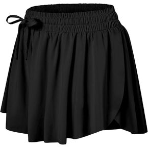Womens Girls Flowy Butterfly Shorts 2 in 1 Athletic Running Tennis Dance Cheer Skirts Shorts
