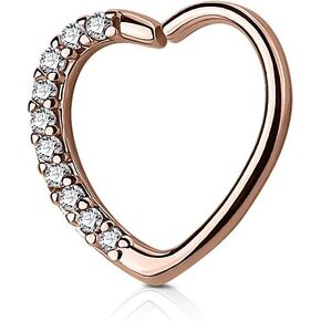 Pierced Owl - 16GA CZ Crystal Lined Heart Cartilage Daith Ring