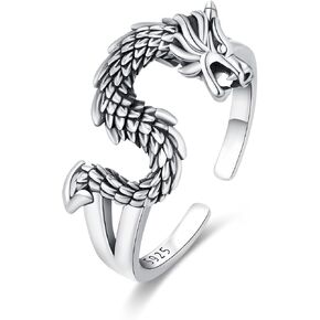 AOSAIIB Dragon Rings for Men Women S925 Sterling Silver Adjustable Dragon Rings Dragon Jewelry Gifts Birthdays Gifts