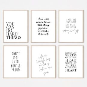 Office Inspirational Wall Art Decor Motivational Quotes Canvas Wall Art Positive Classroom Posters Pictures Office Inspirational Work Artwork for Women Home Bedroom 12x16 Inch Unframed Set of 6