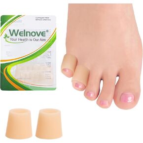 Welnove Toe Protectors – 12-Pack Aloe Vera Extract Infused Silicone Toe Sleeve Toe Covers for Hammer Toes, Corns, Calluses, Blisters – Soft Gel Toe Cushions for Pain Relief