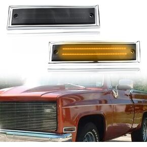 LED Side Fender Marker Lights Compatible with 1981-1991 Chevy C10 C20 C30 GMC C1500 C2500 Blazer Jimmy Suburban, Smoke Lens Driver & Passenger Side Marker Lamps 2PCS