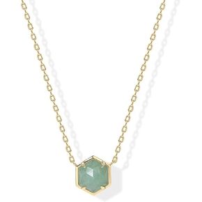 QUADRI 14K Gold Plated Necklace Gemstone Pendant - Dainty Necklaces for Women - Amethyst, Green Fluorite, Labradorite, Rose Quartz - Pendant Necklace for Women - Length: 16"+ 2" extension