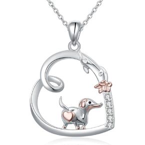 Alphm Heart Animal Necklace for Women 925 Sterling Silver Giraffe/Bunny/Squirrel/Panda/Hedgehog/Ladybug/Cat/Dachshund/Peacock Pendant Necklace Animal Jewelry Persents for Daughter Sister