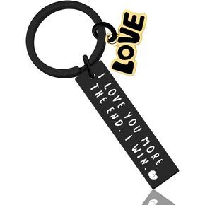 Valentine's Day Gifts for Her Him Couples Keychain for Boyfriend Girlfriend Anniversary Birthday Gifts for Bf Husband Wife I Love You Gifts for Him Her I Love You More The End I Win Keyring