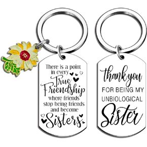 Sunflower Gifts for Women Friendship Keychain Thank You Gifts For Best Friend Women Unique Birthday Gifts For Women Female Soul Sister Friends Thank You For Being My Unbiological Sister