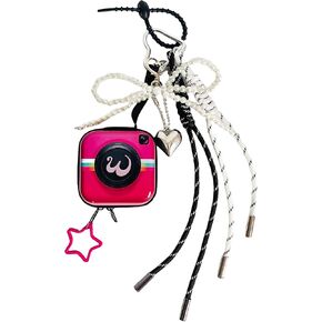 QTMY Vintage Instant Camera Coin Purse Braided Keychain Bag Charms for Handbag Purse Backpack Accessories Bogg Bag,383