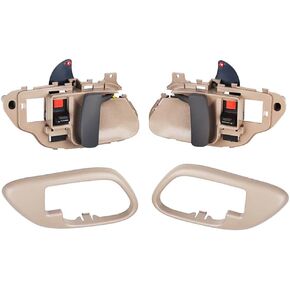 DSkoiph A Pair Interior Door Handle w/Bezel Kit Replacement 15708043 15708044 Compatible with 1995-2002 Chevy Chevrolet GMC Truck C1500 C2500 C3500 K1500 K2500 K3500 Suburban Tahoe Yukon (Gray)