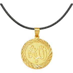 Allah Pendant Necklace Allah Round Shape Arabic Jewelry with Tiger Eye Stone Obsidian Hematite Triple Protection Crystal Beads Chain/Rope for Men Women