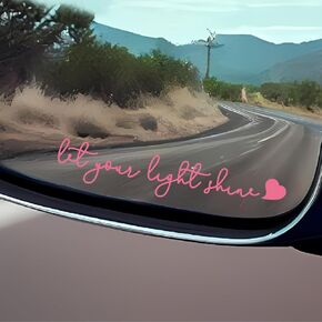 Let Your Light Shine Car Decals, Rearview Mirror Decal, Car Mirror Accessories, Rearview Mirror Accessories, Laptop Decals, Mirror Decals, Car Stickers and Decals, Car Accessories for Women (Pink)