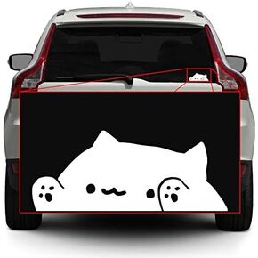 Bongo Cat Funny Meme Vinyl Laptop Wall Car Window Sticker Decal Graphic (5in x 2in, White)