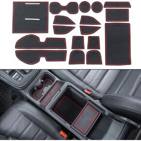 PIMCAR Center Console Liner for 2025 2024 2023 Honda CRV Accessories, CR-V Cup Holder Mat, Door Slot Pad, Coaster Trim, Non-Slip Dust Interior, Custom Rubber Decoration Insert (17pcs, Orange Trims)