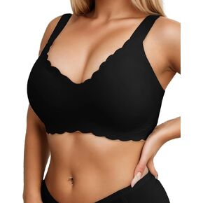 Wireless Push Up Bras for Women, No Underwire Seamless Bras Full Coverage Comfort V Neck Everyday Bras