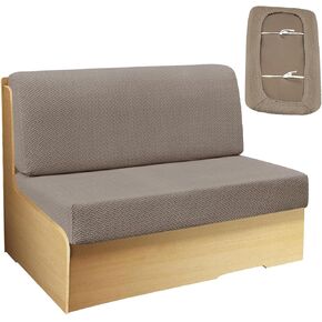 RV Dinette Cushion Covers, Replacement Camper Sofa Cushions Cover, Stretchable Fabric RV Dinette Seat Covers, Cushion Slipcovers for Camper Including 2 Backrest Cover & 2 Bench Cover (4, Light Coffee)