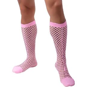 ABAFIP Men's Fishnet Socks Sheer Mesh Half Stockings Sexy Footed Tights Stage Rave Dance Hosiery Gym Athletic Socks