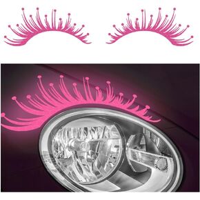 قطعتان من ملصقات السيارات العاكسة للرموش، شارات للمصابيح الأمامية وملصقات السيارات المقاومة للماء لتزيين السيارة الشخصية، رموش السيارة العالمية للمصابيح الأمامية تناسب معظم شاحنات سيارات الدفع الرباعي (وردي) in Kuwait